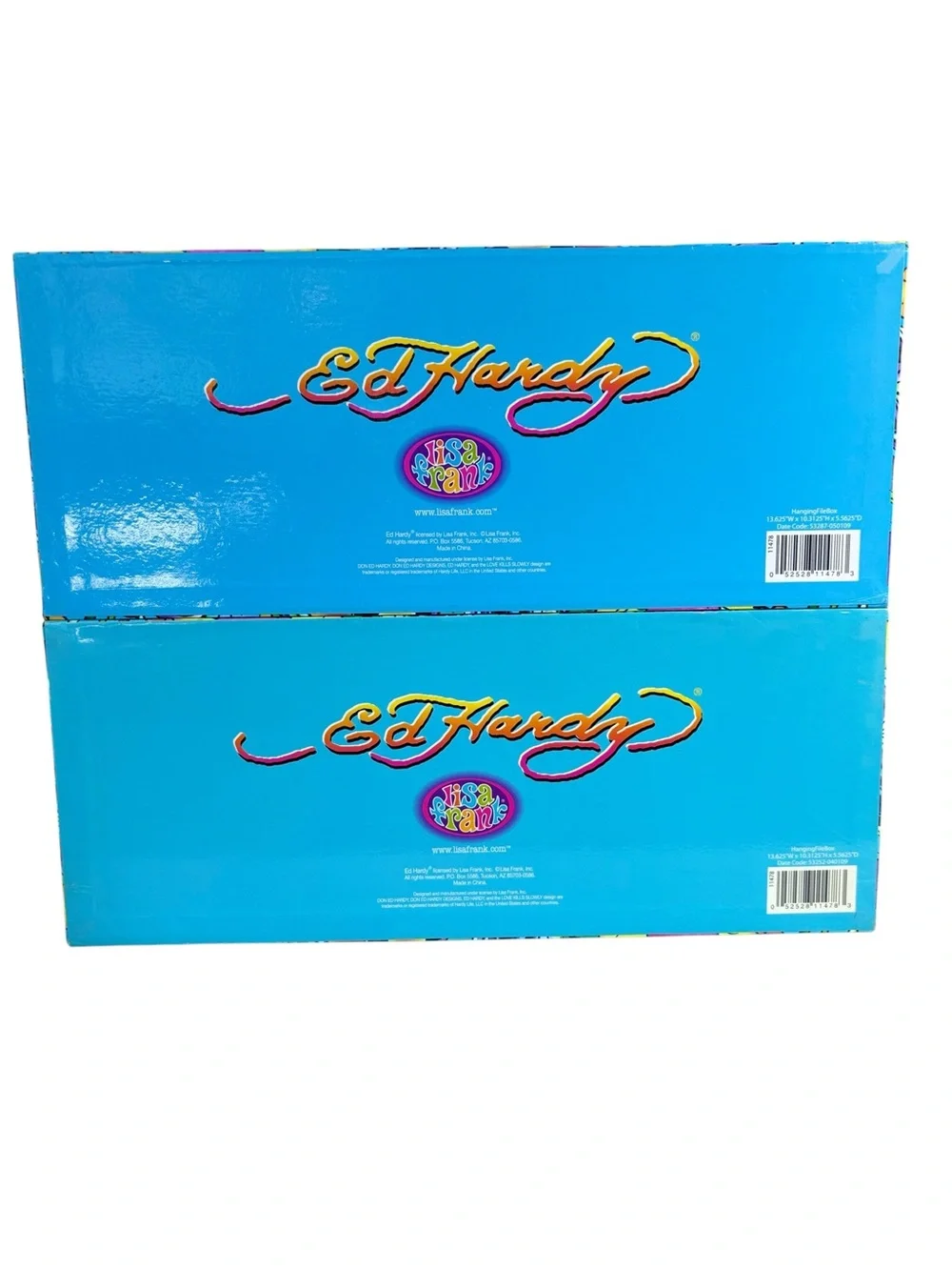 Ed Hardy x Lisa Frank Peacock Hanging File Box Set of 2 Office Storage Rare